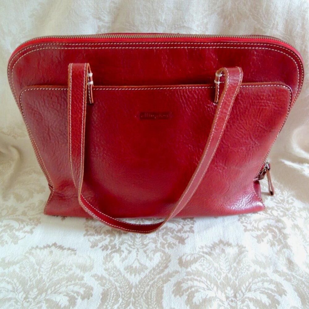 Ellington Red Leather Academia Professional Laptop Shoulder Bag